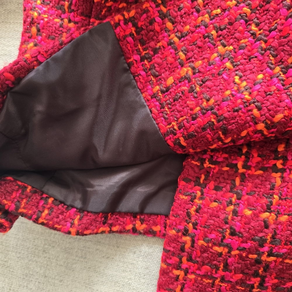 Talbots Red & Pink Tweed Cropped Peacoat Jacket Sz 10P - Picture 6 of 12